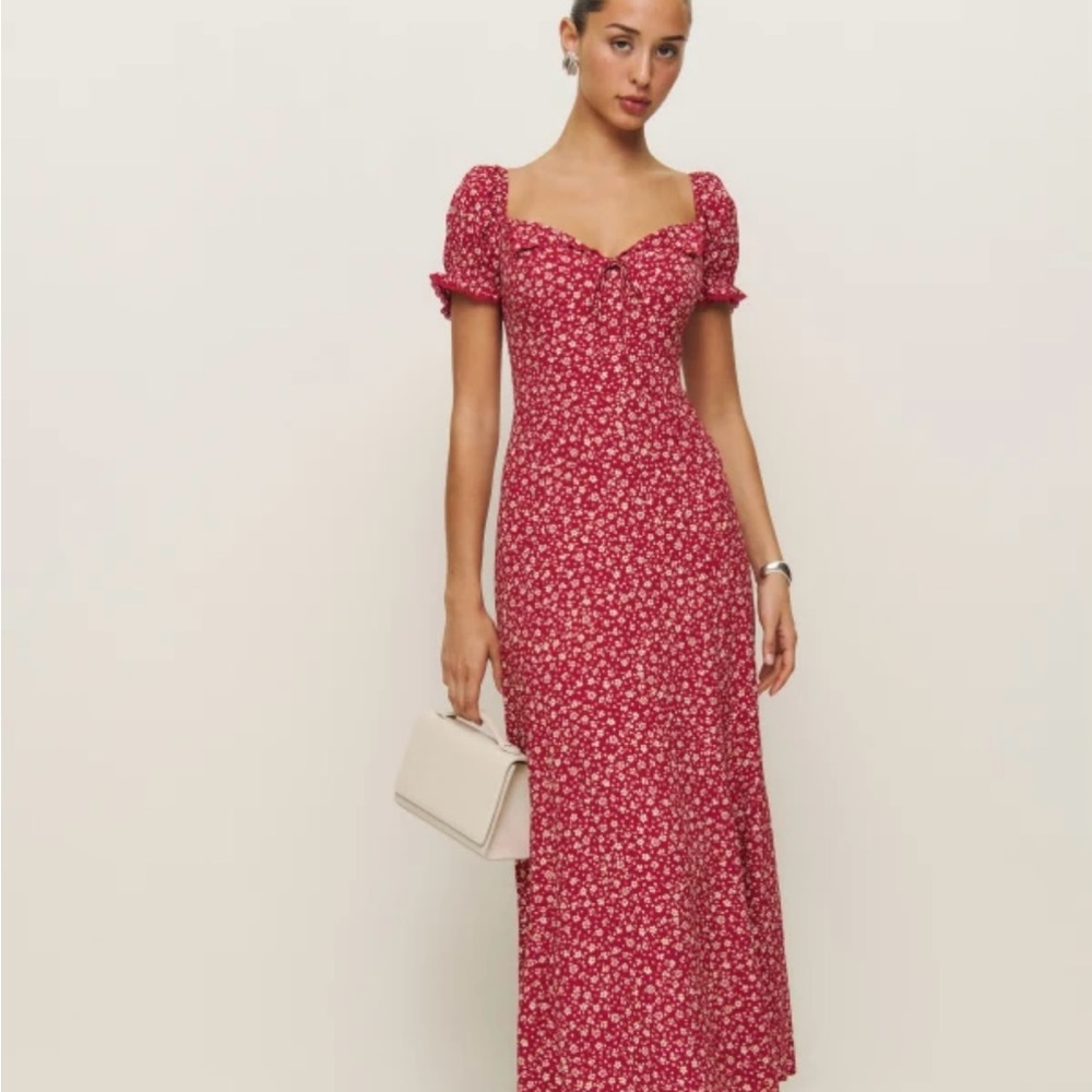 Reformation Shyla Red Floral Midi Dress Last Tango size 8